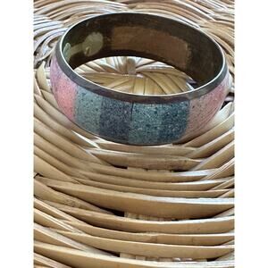 Vintage Brass and Enamel Bangle Bracelet Pastels Vintage Jewelry Arm Candy